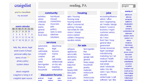 • •. . Craiglist reading pa